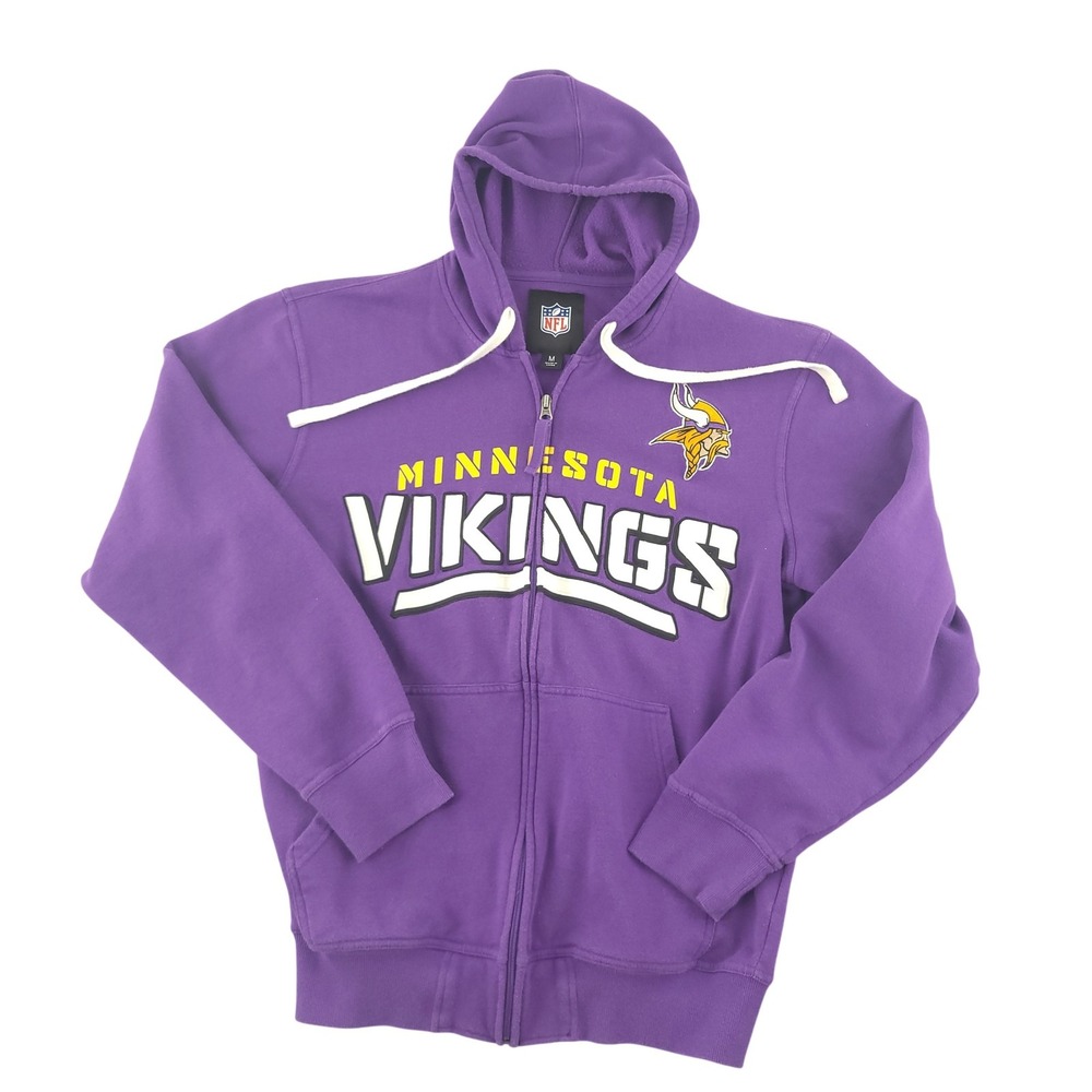 Minnesota Vikings Sweatshirt Mens Medium Purple NFL Football NFL Full Zip Hoodie